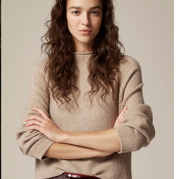 J Crew Rollneck Sweater L Supersoft Yarn Beige Wool Alpaca Classic Minimalist - Picture 10 of 10